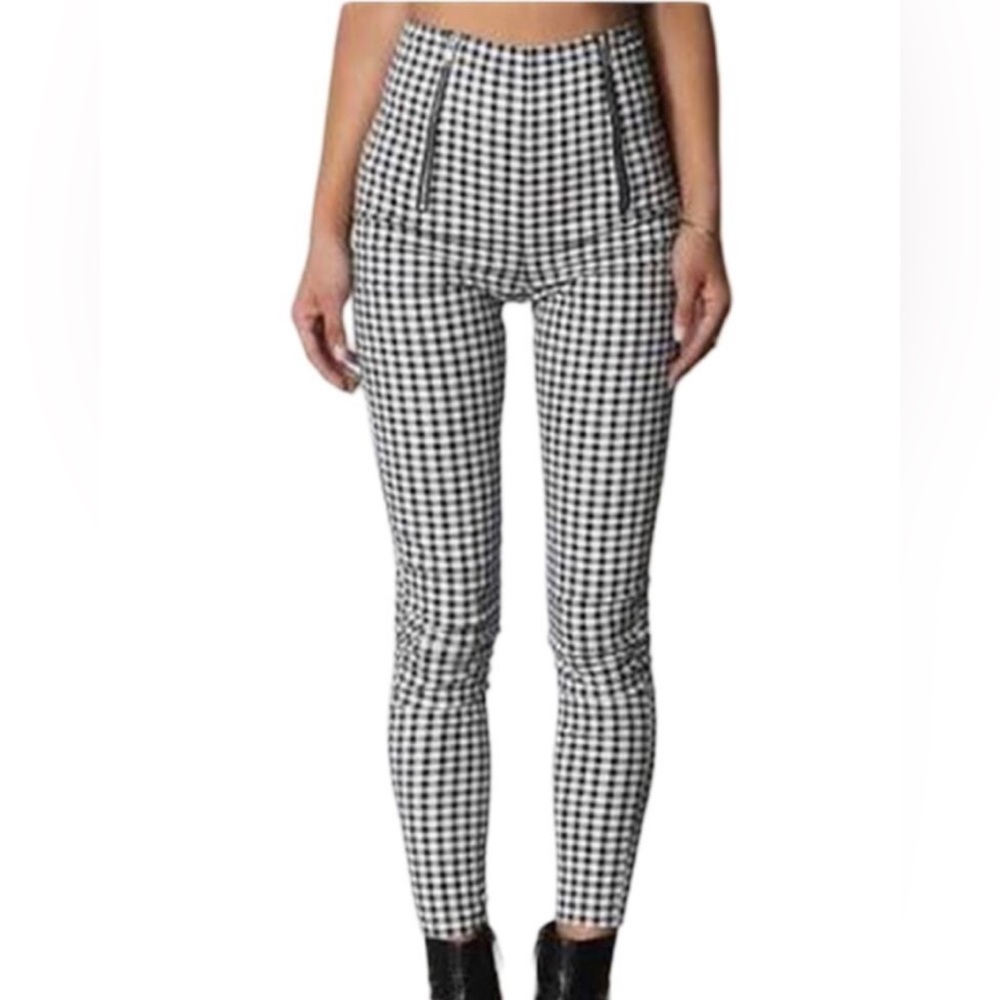 I.AM.GIA Black and White Gingham Checkered Straight Leg Pants SIZE S